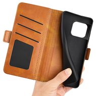 OnePlus 10 Pro Hoesje, MobyDefend Luxe Wallet Book Case (Sluiting Zijkant), Lichtbruin