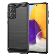 Samsung Galaxy A73 Hoesje - MobyDefend TPU Backcover - Geborstelde Metaal &amp; Carbon-Look - Zwart