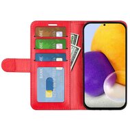 Samsung Galaxy A73 Hoesje, MobyDefend Wallet Book Case (Sluiting Achterkant), Rood