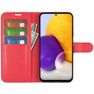 Samsung Galaxy A73 Hoesje, MobyDefend Kunstleren Wallet Book Case, Rood