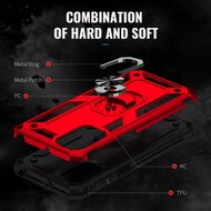 Motorola Moto G31 / Moto G41 Hoesje - MobyDefend Pantsercase Met Draaibare Ring - Zwart