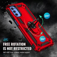 Motorola Moto G31 / Moto G41 Hoesje - MobyDefend Pantsercase Met Draaibare Ring - Zwart