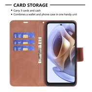 Motorola Moto G51 Hoesje, MobyDefend Wallet Book Case Met Koord, Bruin