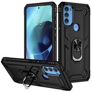 Motorola Moto G71 Hoesje, MobyDefend Pantsercase Met Draaibare Ring, Zwart