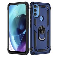 Motorola Moto G71 Hoesje, MobyDefend Pantsercase Met Draaibare Ring, Blauw