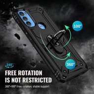Motorola Moto G71 Hoesje - MobyDefend Pantsercase Met Draaibare Ring - Rood
