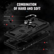 Motorola Moto G71 Hoesje - MobyDefend Pantsercase Met Draaibare Ring - Rood
