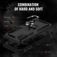 Samsung Galaxy A13 (4G) Hoesje - MobyDefend Pantsercase Met Draaibare Ring - Zwart