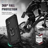 Samsung Galaxy A13 (4G) Hoesje - MobyDefend Pantsercase Met Draaibare Ring - Zilvergrijs