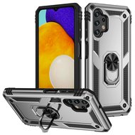 Samsung Galaxy A13 (4G) Hoesje - MobyDefend Pantsercase Met Draaibare Ring - Zilvergrijs