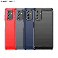 Samsung Galaxy A13 (4G) Hoesje - MobyDefend TPU Backcover - Geborstelde Metaal &amp; Carbon-Look - Zwart