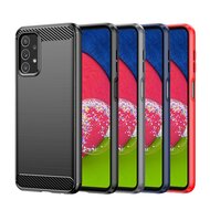Samsung Galaxy A23 Hoesje - MobyDefend TPU Backcover - Geborstelde Metaal &amp; Carbon-Look - Navy Blauw