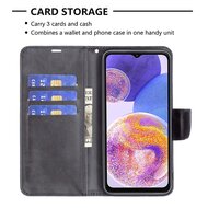 Samsung Galaxy A23 Hoesje, MobyDefend Wallet Book Case Met Koord, Zwart