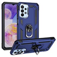 Samsung Galaxy A23 Hoesje - MobyDefend Pantsercase Met Draaibare Ring - Blauw