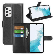 Samsung Galaxy A23 Hoesje, MobyDefend Kunstleren Wallet Book Case, Zwart