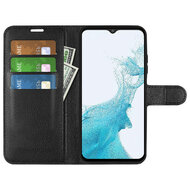 Samsung Galaxy A23 Hoesje, MobyDefend Kunstleren Wallet Book Case, Zwart