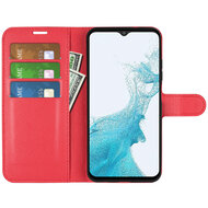 Samsung Galaxy A23 Hoesje, MobyDefend Kunstleren Wallet Book Case, Rood