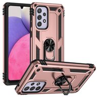 Samsung Galaxy A33 Hoesje - MobyDefend Pantsercase Met Draaibare Ring - Ros&eacute;