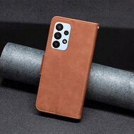 Samsung Galaxy A73 Hoesje - MobyDefend Wallet Book Case Met Koord - Bruin