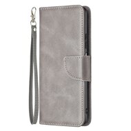 Xiaomi 12 / 12X Hoesje, MobyDefend Wallet Book Case Met Koord, Grijs