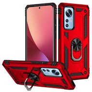 Xiaomi 12 / 12X Hoesje - MobyDefend Pantsercase Met Draaibare Ring - Rood