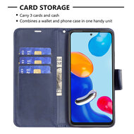 Xiaomi Redmi Note 11 / Note 11S Hoesje, MobyDefend Wallet Book Case Met Koord, Blauw
