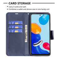 Xiaomi Redmi Note 11 / Note 11S Hoesje - MobyDefend Wallet Book Case Met Koord - Blauw