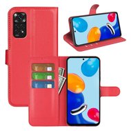 Xiaomi Redmi Note 11 / Note 11S Hoesje, MobyDefend Kunstleren Wallet Book Case, Rood