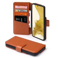 Samsung Galaxy S22 Hoesje, Luxe MobyDefend Wallet Bookcase, Lichtbruin