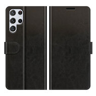 Samsung Galaxy S22 Ultra Hoesje, MobyDefend Wallet Book Case (Sluiting Achterkant), Zwart