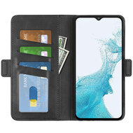 Samsung Galaxy A23 Hoesje, MobyDefend Luxe Wallet Book Case (Sluiting Zijkant), Zwart