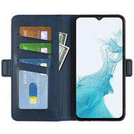 Samsung Galaxy A23 Hoesje, MobyDefend Luxe Wallet Book Case (Sluiting Zijkant), Blauw