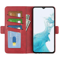 Samsung Galaxy A23 Hoesje, MobyDefend Luxe Wallet Book Case (Sluiting Zijkant), Rood