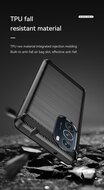Motorola Edge 30 Pro Hoesje - MobyDefend TPU Backcover - Geborstelde Metaal &amp; Carbon-Look - Navy Blauw