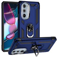 Motorola Edge 30 Pro Hoesje, MobyDefend Pantsercase Met Draaibare Ring, Blauw