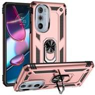 Motorola Edge 30 Pro Hoesje, MobyDefend Pantsercase Met Draaibare Ring, Ros&eacute;