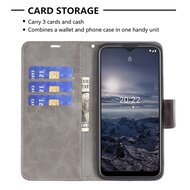 Nokia G11 / Nokia G21 Hoesje - MobyDefend Wallet Book Case Met Koord - Grijs