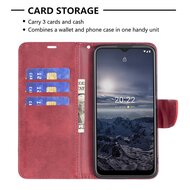 Nokia G11 / Nokia G21 Hoesje, MobyDefend Wallet Book Case Met Koord, Rood