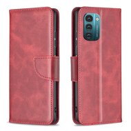 Nokia G11 / Nokia G21 Hoesje, MobyDefend Wallet Book Case Met Koord, Rood