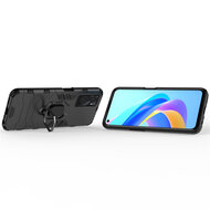 Oppo A76 / Oppo A96 Hoesje - MobyDefend Dubbelgelaagde Pantsercase Met Standaard - Navy Blauw