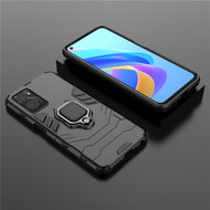 Oppo A76 / Oppo A96 Hoesje - MobyDefend Dubbelgelaagde Pantsercase Met Standaard - Navy Blauw
