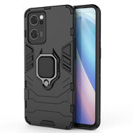 Oppo Find X5 Hoesje, MobyDefend Dubbelgelaagde Pantsercase Met Standaard, Zwart