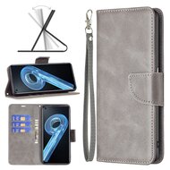 Oppo Find X5 Lite Hoesje, MobyDefend Wallet Book Case Met Koord, Grijs