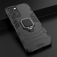 Oppo Find X5 Lite Hoesje - MobyDefend Dubbelgelaagde Pantsercase Met Standaard - Zwart