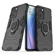 Oppo Find X5 Lite Hoesje, MobyDefend Dubbelgelaagde Pantsercase Met Standaard, Zwart