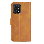 Oppo Find X5 Pro Hoesje - MobyDefend Luxe Wallet Book Case (Sluiting Zijkant) - Lichtbruin