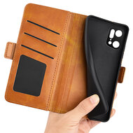Oppo Find X5 Pro Hoesje - MobyDefend Luxe Wallet Book Case (Sluiting Zijkant) - Lichtbruin