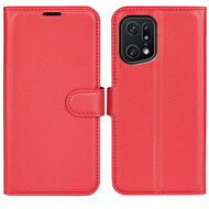 Oppo Find X5 Pro Hoesje - MobyDefend Kunstleren Wallet Book Case (Sluiting Voorkant) - Rood