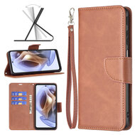 Motorola Edge 30 Pro Hoesje, MobyDefend Wallet Book Case Met Koord, Bruin