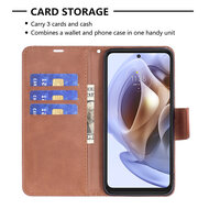 Motorola Edge 30 Pro Hoesje - MobyDefend Wallet Book Case Met Koord - Bruin